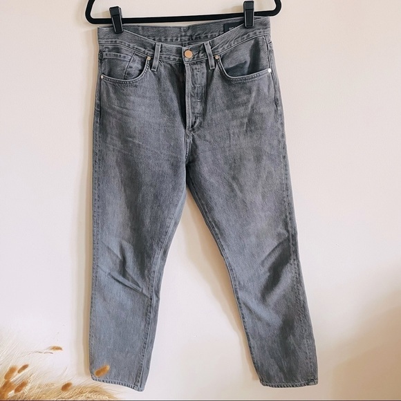 GOLDSIGN Gray Benefit High Rise Relaxed Straight Leg Jeans - Picture 2 of 10